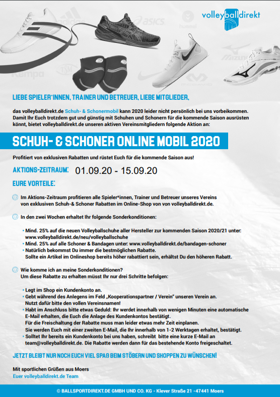 Schuh-und Schoneraktion vom 1.9- 15.9.2020 über volleyballdirekt.de
